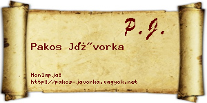 Pakos Jávorka névjegykártya